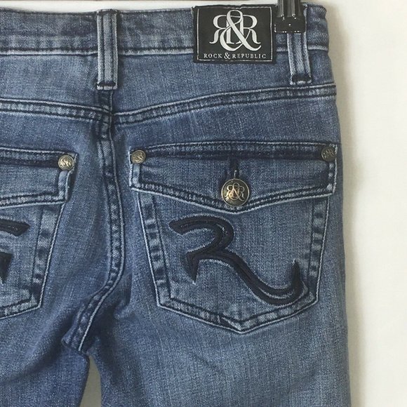 Rock And Republic Womens Kasandra Jeans Sz 0 Blue Wash Denim 5 Pocket 31" Inseam - Picture 10 of 12
